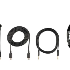 Audeze Maxwell kõrvaklappide komplekti sisu (kaablid, mikrofon, juhtmevaba adapter)