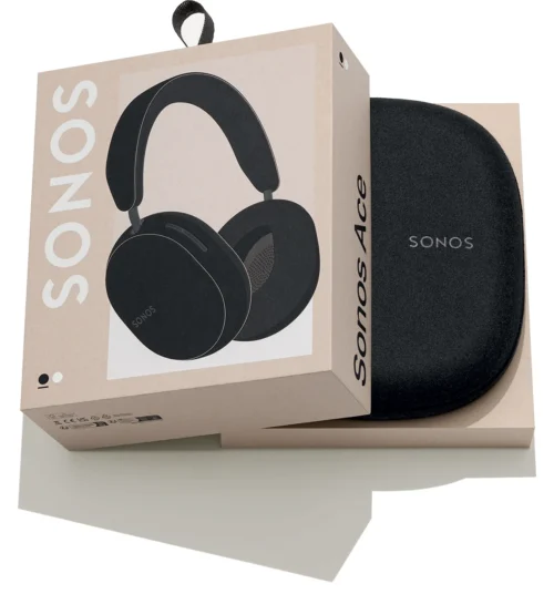 Sonos ACE kõrvaklapid, karp ja vutlar